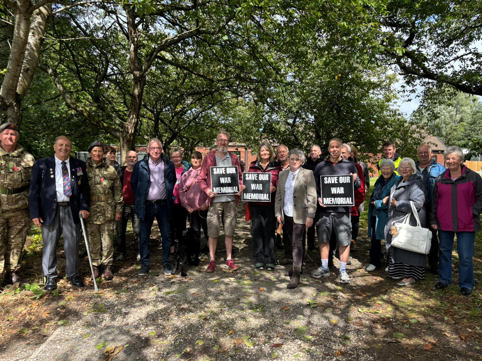 Protest opposing the removal of the war memorial at Scarisbrick Village Hall