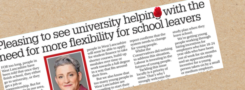 Preview of Ashley Dalton's monthly column in the Ormskirk Advertiser.