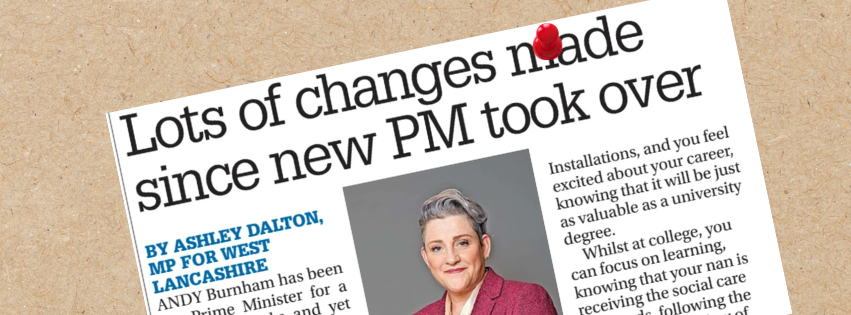 Screenshot of Ashley Dalton's monthly column, pinned to a notice board.