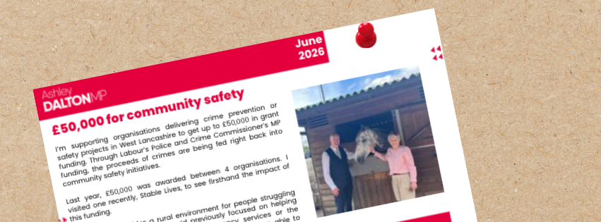 Screenshot of Ashley's newsletter for June 2026, pinned to a notice board.